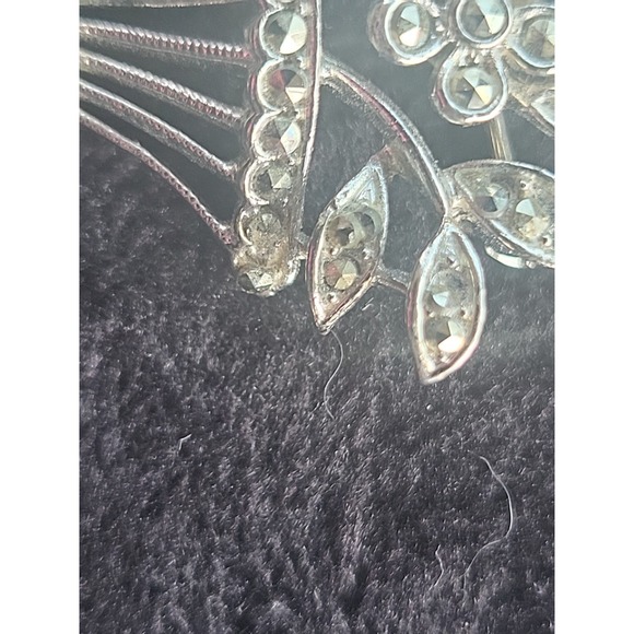 Vintage Lisner Silver Tone Rhinestone Open Work Basket  Flowers Brooch pin‎ - Picture 5 of 9